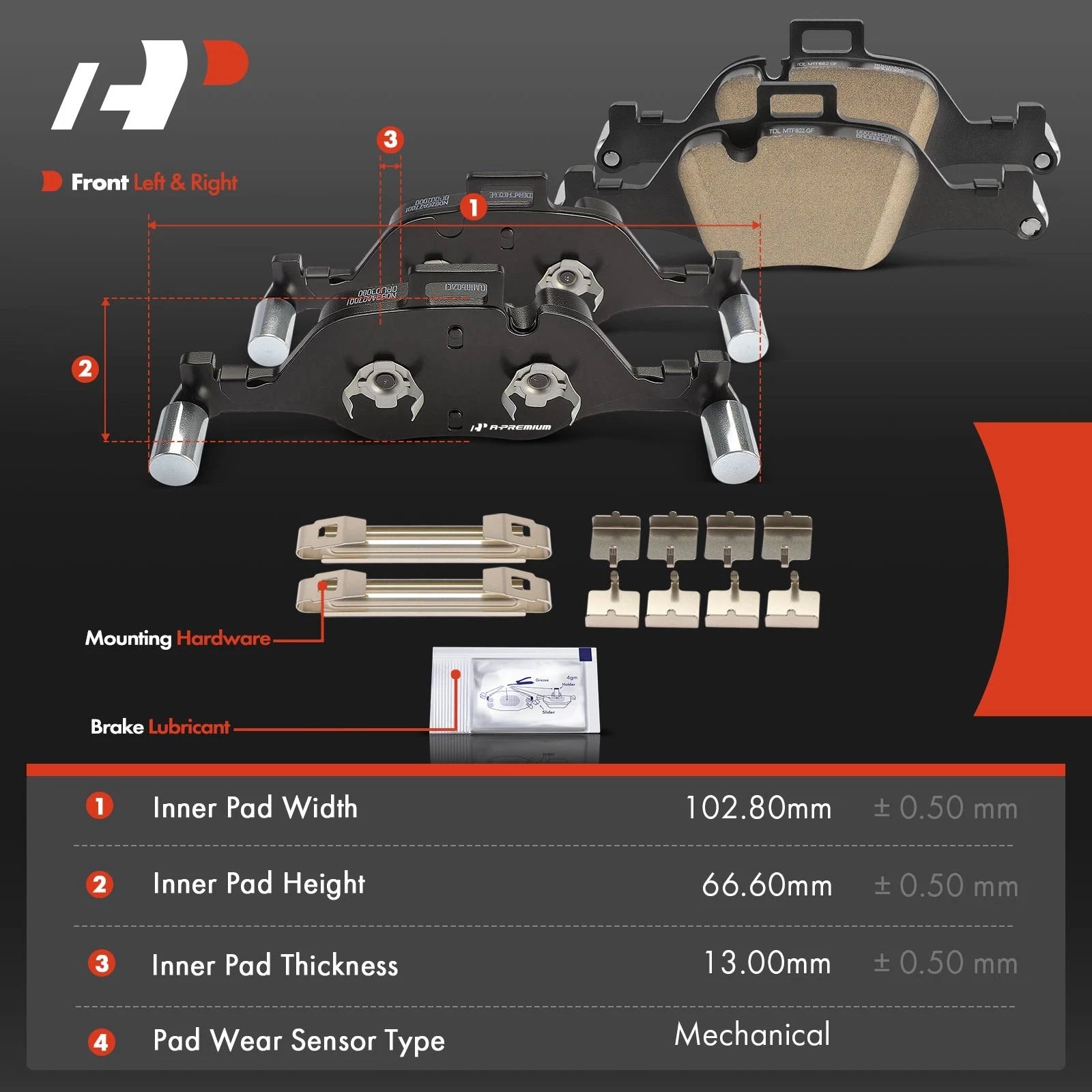 Set of 4 Front Ceramic Brake Pads for BMW X5 (2019–2023)