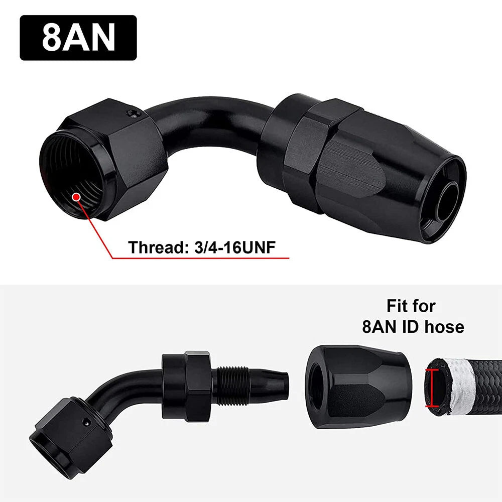 Set of 5 8AN 45 Degree Swivel Hose End Fittings with Adjustable Wrench