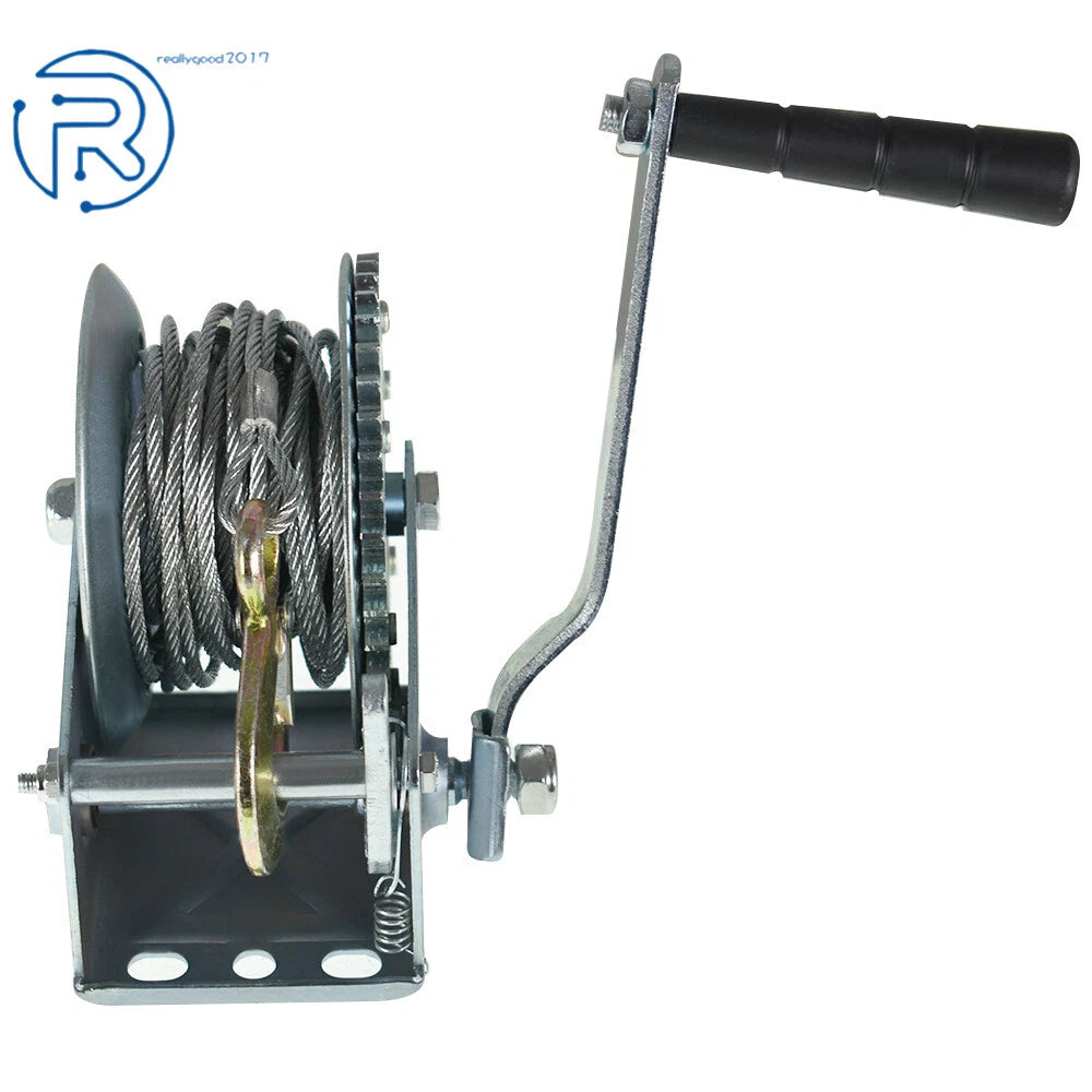 Heavy Duty Crank Winch 1500lbs with 32FT Wire Rope for