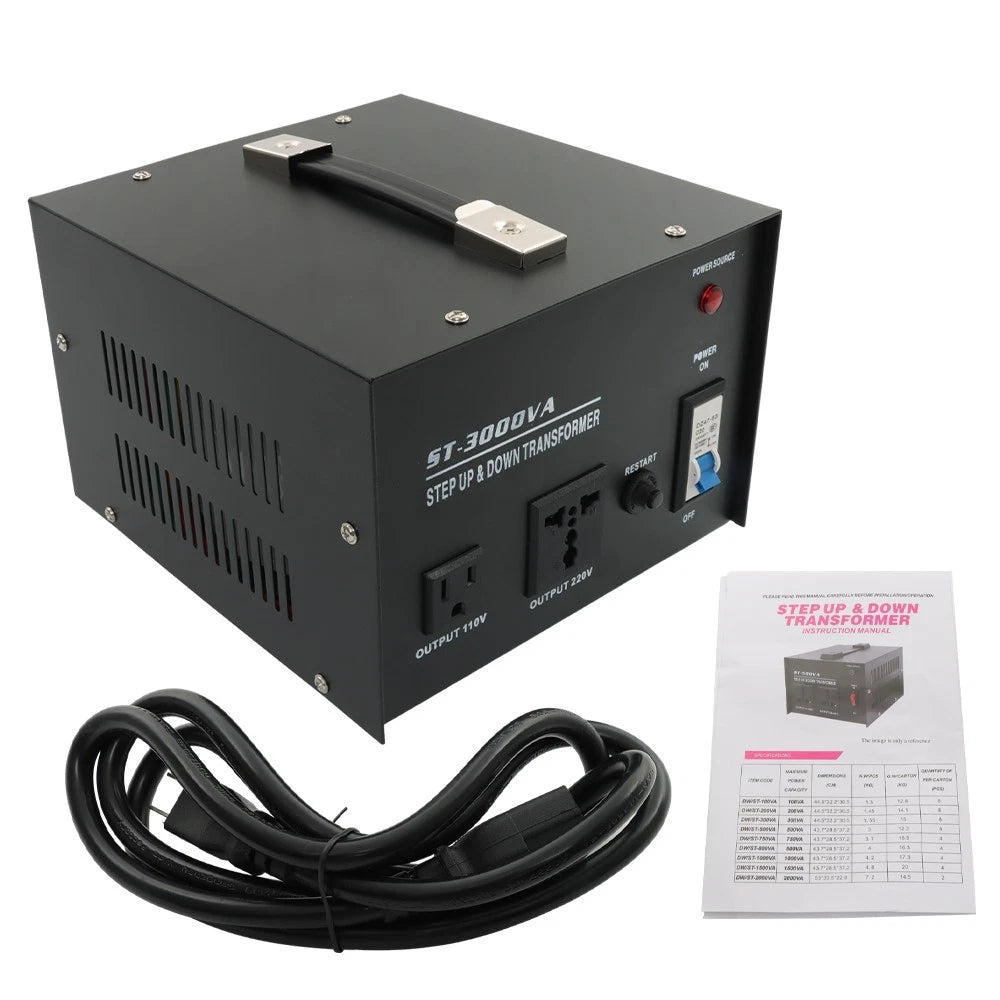 3000W Voltage Converter Step Up/Down 220V-110V for Universal Use