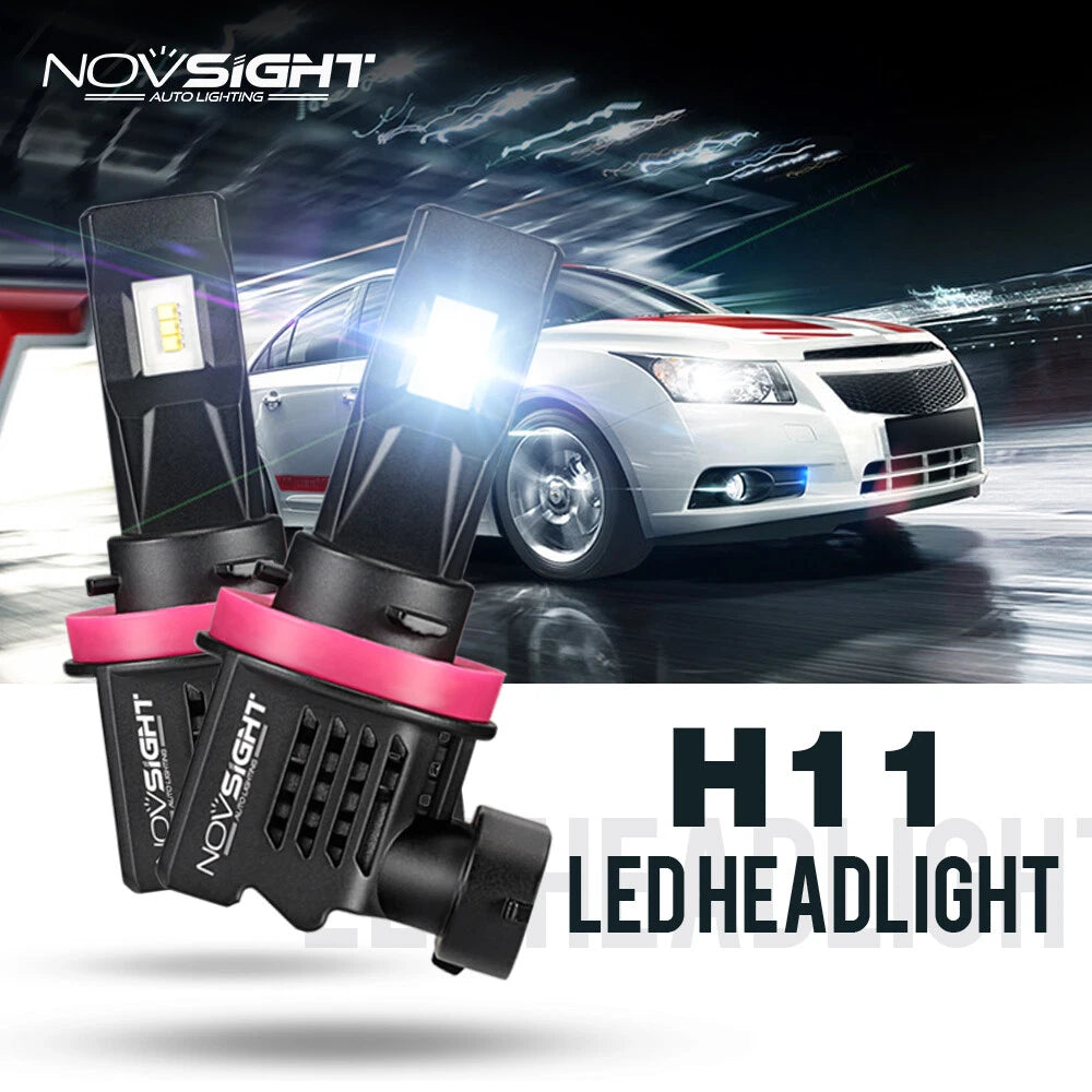 H11 LED Headlight Bulbs for NOVSIGHT (6500K, 40000LM, High/Low Beam)