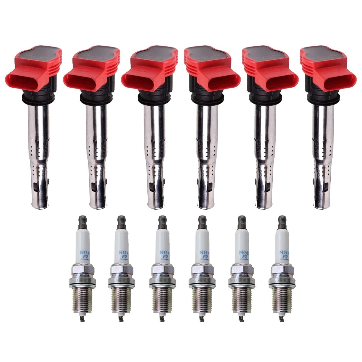 Set of 6 Ignition Coils & NGK Platinum Spark Plugs for Audi VW Porsche 3.0L V6
