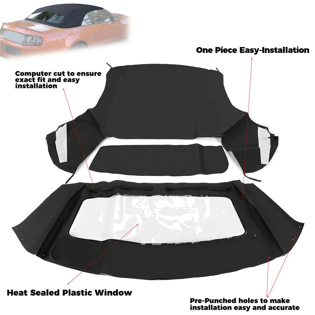 Soft Top with Window for Ford Mustang (1994–2004) Black Sailcloth Plastic