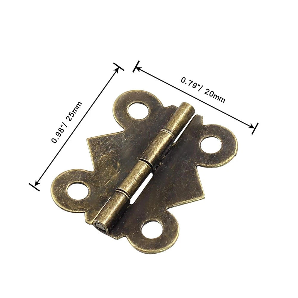 20pcs Mini Hinges for Vintage Jewelry Chest Wine Box Dollhouse (20x25mm)