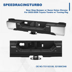Chrome Rear Step Bumper with Sensor Holes & LED Back-Up Lamp for Toyota Tundra (2022–2026)