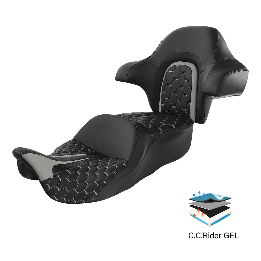 Gel Seat Backrest for Harley Touring Glide (2014–2023) - Black Gray