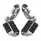 1 1/4" Chrome/Black Short Angled Highway Bar Footpegs for Harley