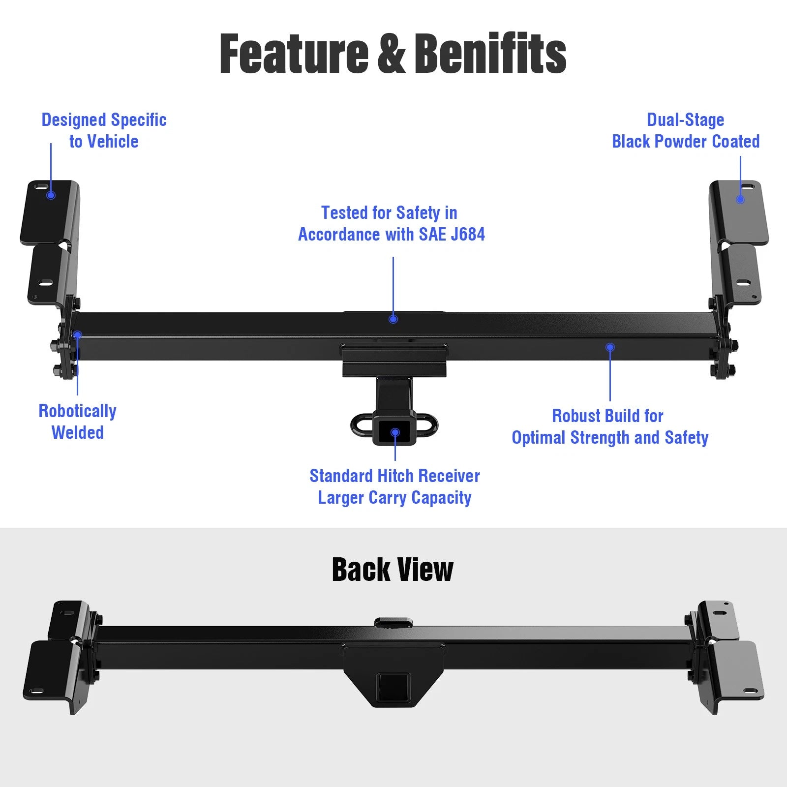 2 Inch Receiver Trailer Towing Hitch for Lincoln Town Car (1981-2011)