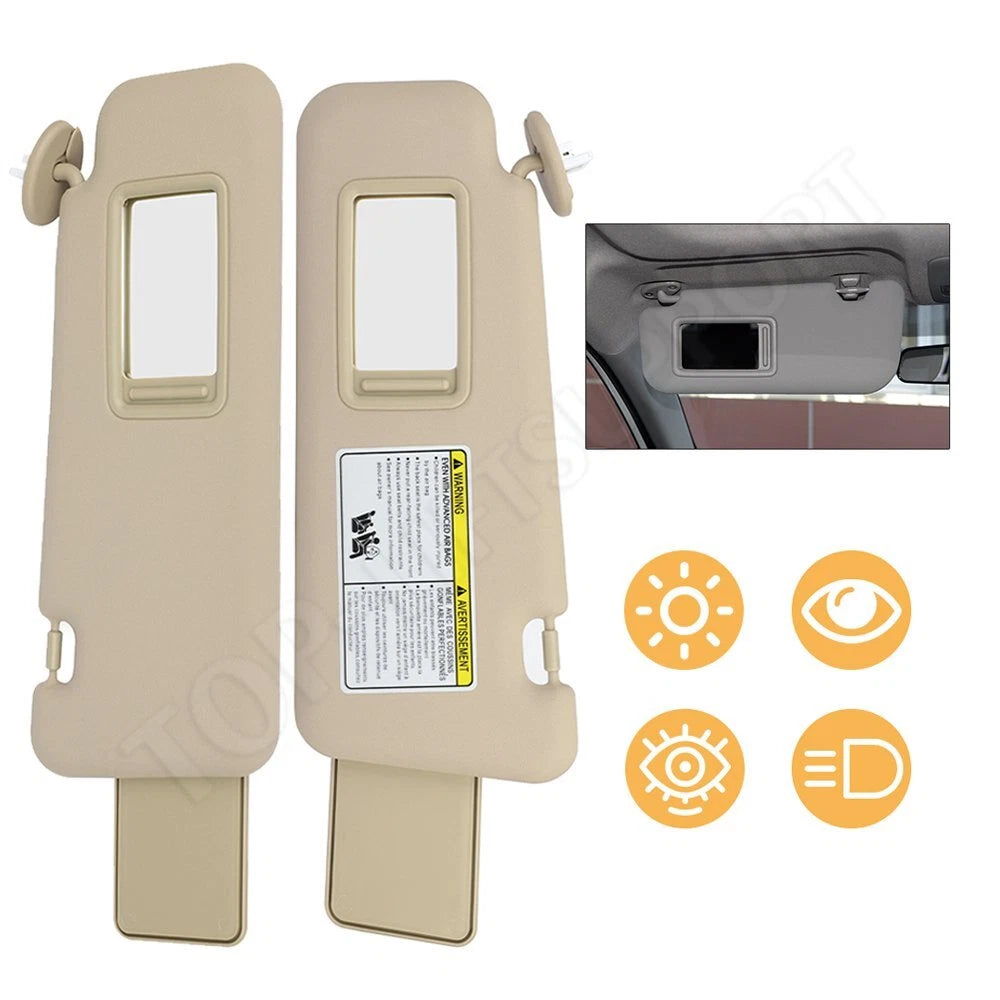 Set of 2 Beige Sun Visors for Toyota Highlander (2008–2013)