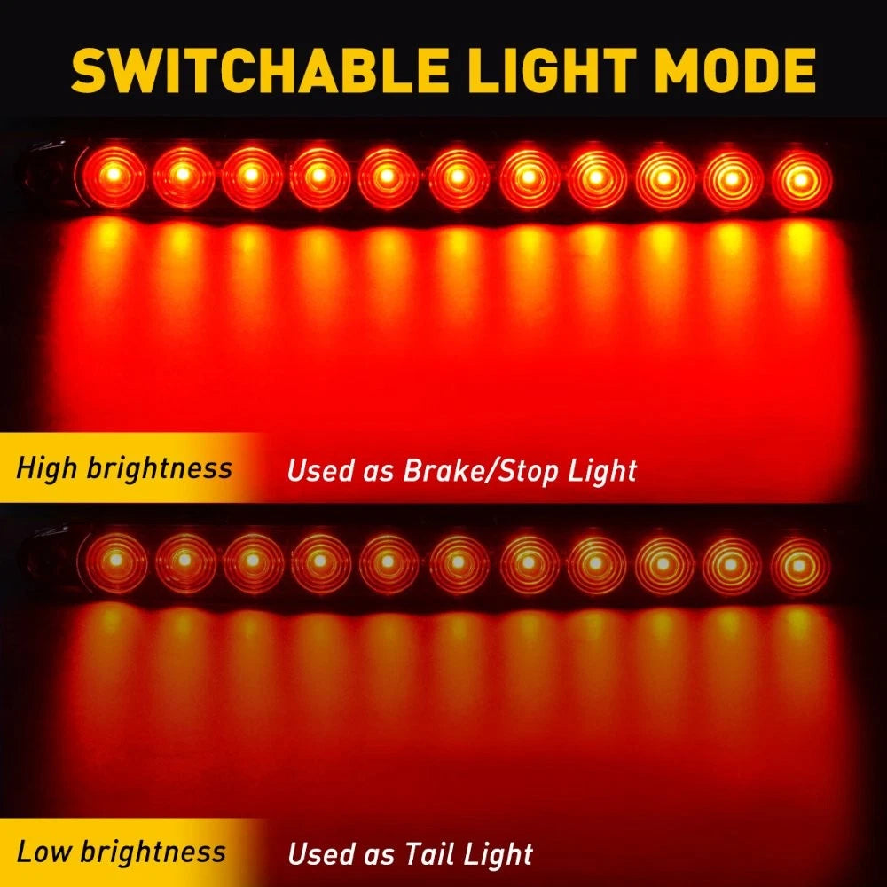 2PC 15" LED Red Sealed Trailer Truck & RV Stop Tail Rear Brake Light Bar
