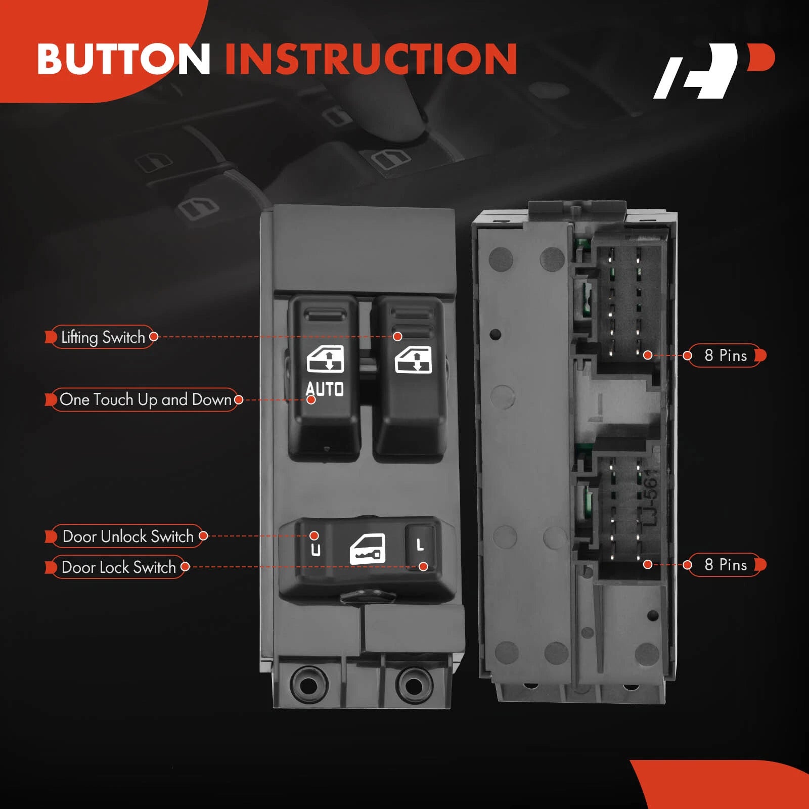 Front Left Power Window Switch for Chevrolet Silverado 1500 2500 (1999-2002)
