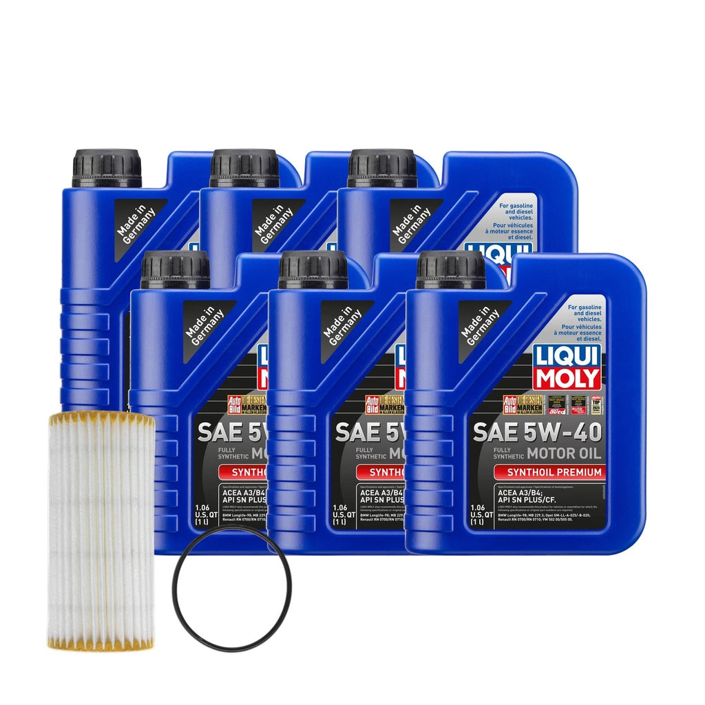 6L Liqui Moly Synthoil Premium SAE 5W-40 Oil Change Kit for Audi 1.8/2.0L (2000–2023)