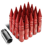 20Pc J2 7075 Forged Aluminum M12x1.25 Spiked Cap Lug Nut Set Red