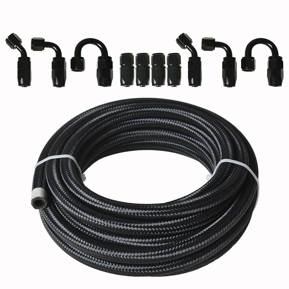 Braided Fuel Hose Line & Swivel Hose End Fitting Kit for Universal 