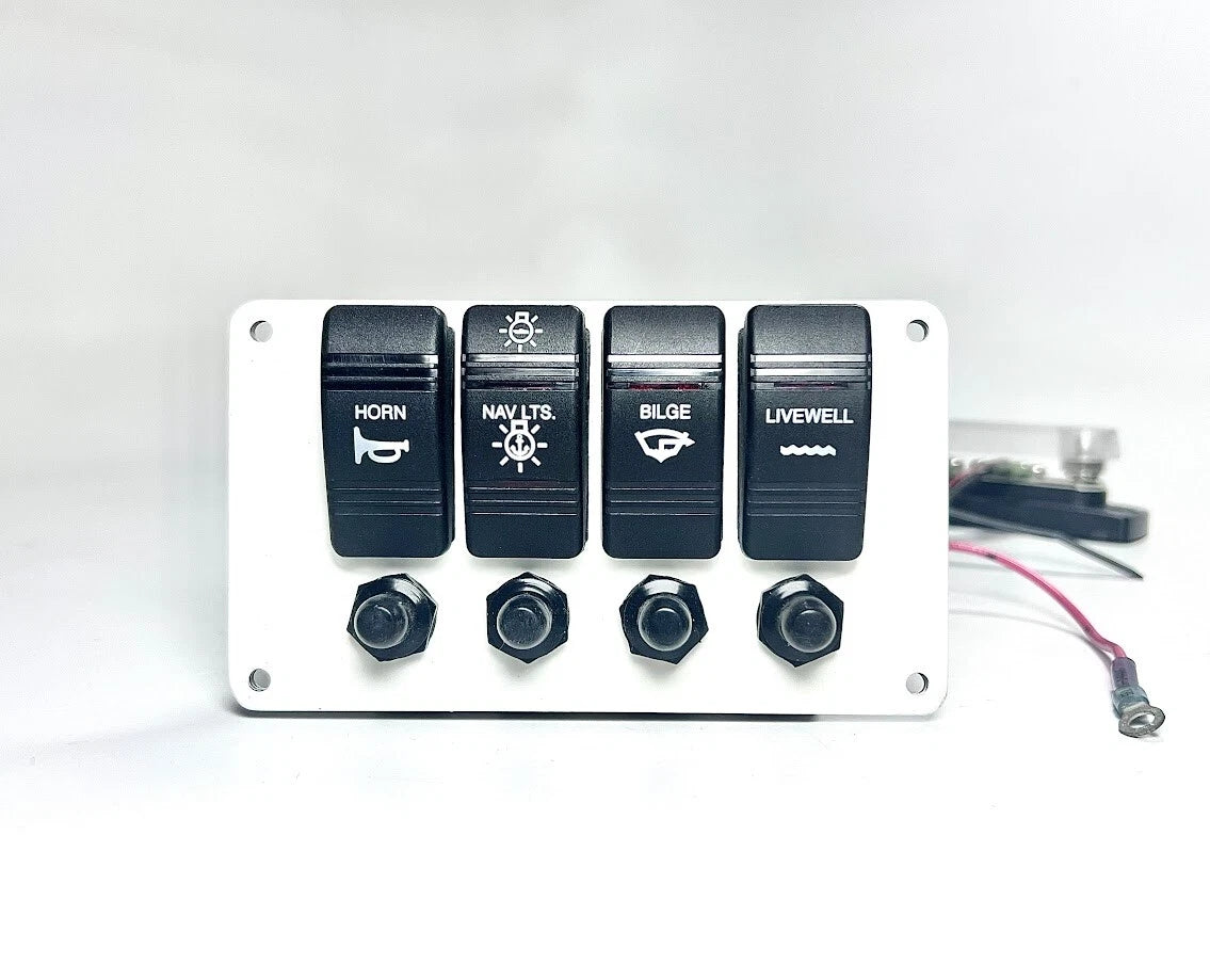 4 Switch Boat Switch Panel, Marine, 5 3/4in x 3 1/4in