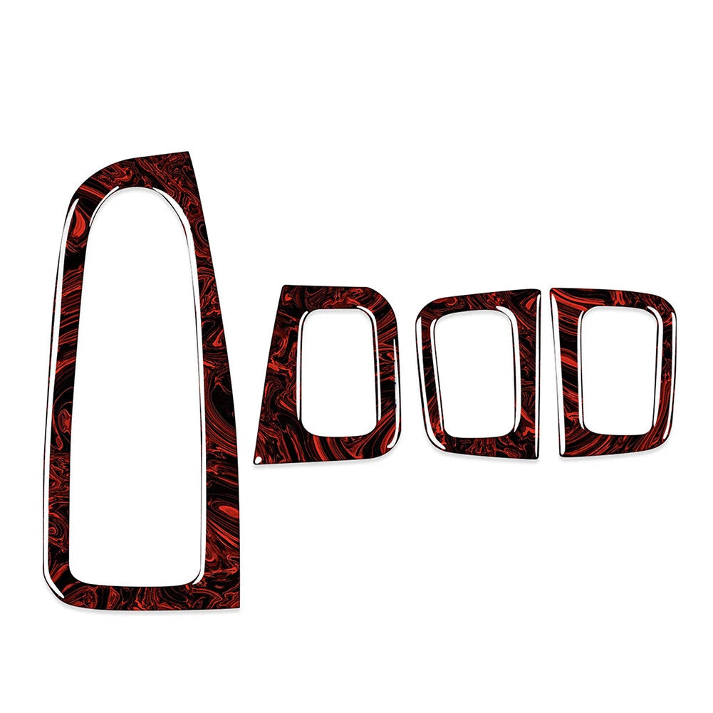 Set of 4 Fire Red Door Window Switch Panel Trim for Benz C Class (2015–2021), GLC Class (2016–2023)