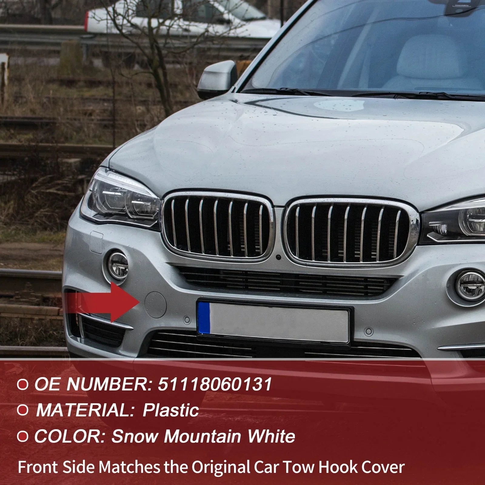 Tow Hook Cover for BMW X5 (2014-2018) White 1 Pcs