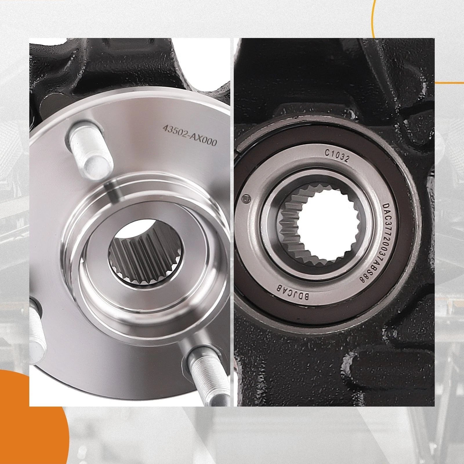 Pair Front Knuckles with Wheel Hub Bearings for Nissan Versa & Versa Note (2014-2019)