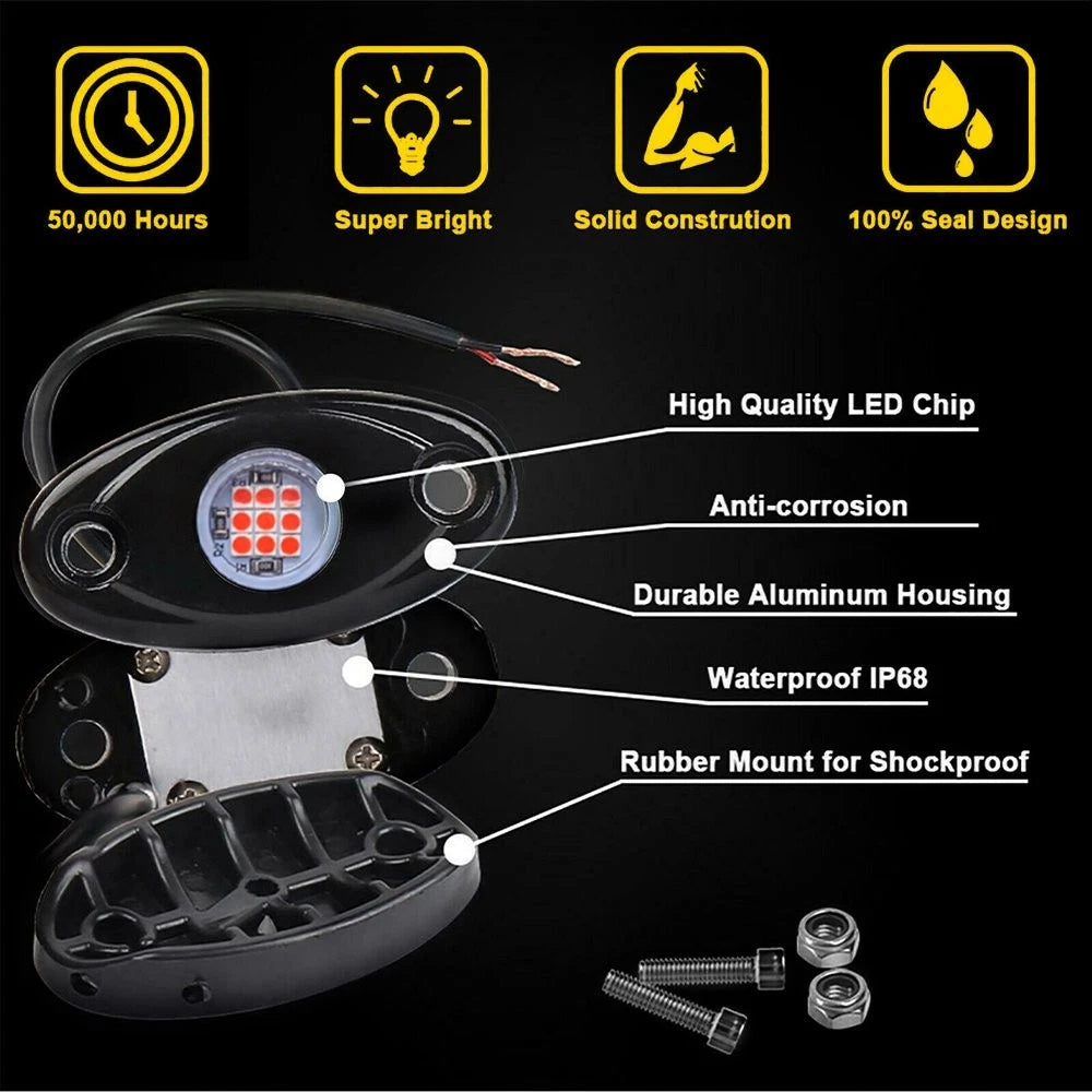 100x Red LED Rock Lights for Jeep Offroad Truck (12V)
