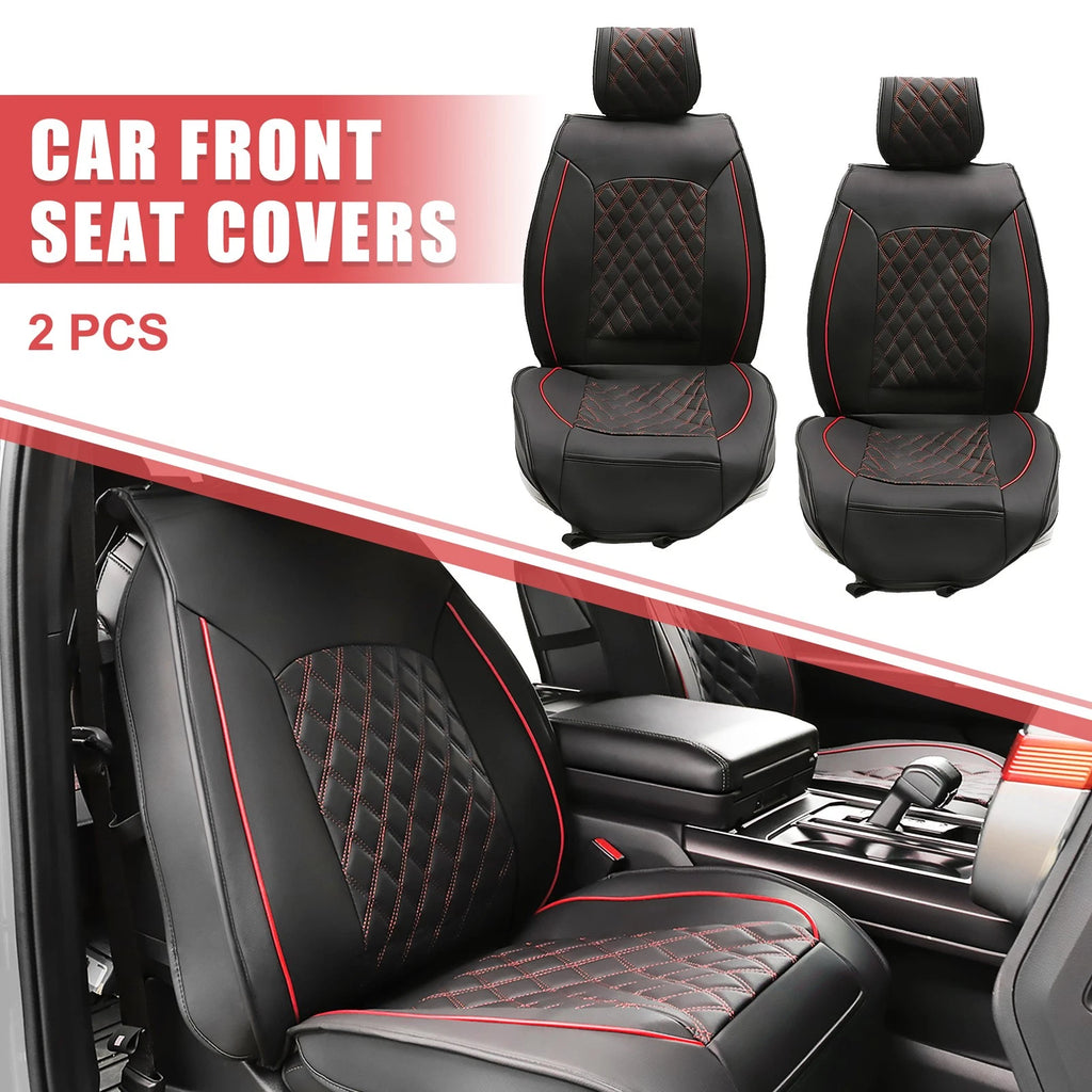 Set of 2 Front Seat Covers for Toyota Tacoma  Black Red