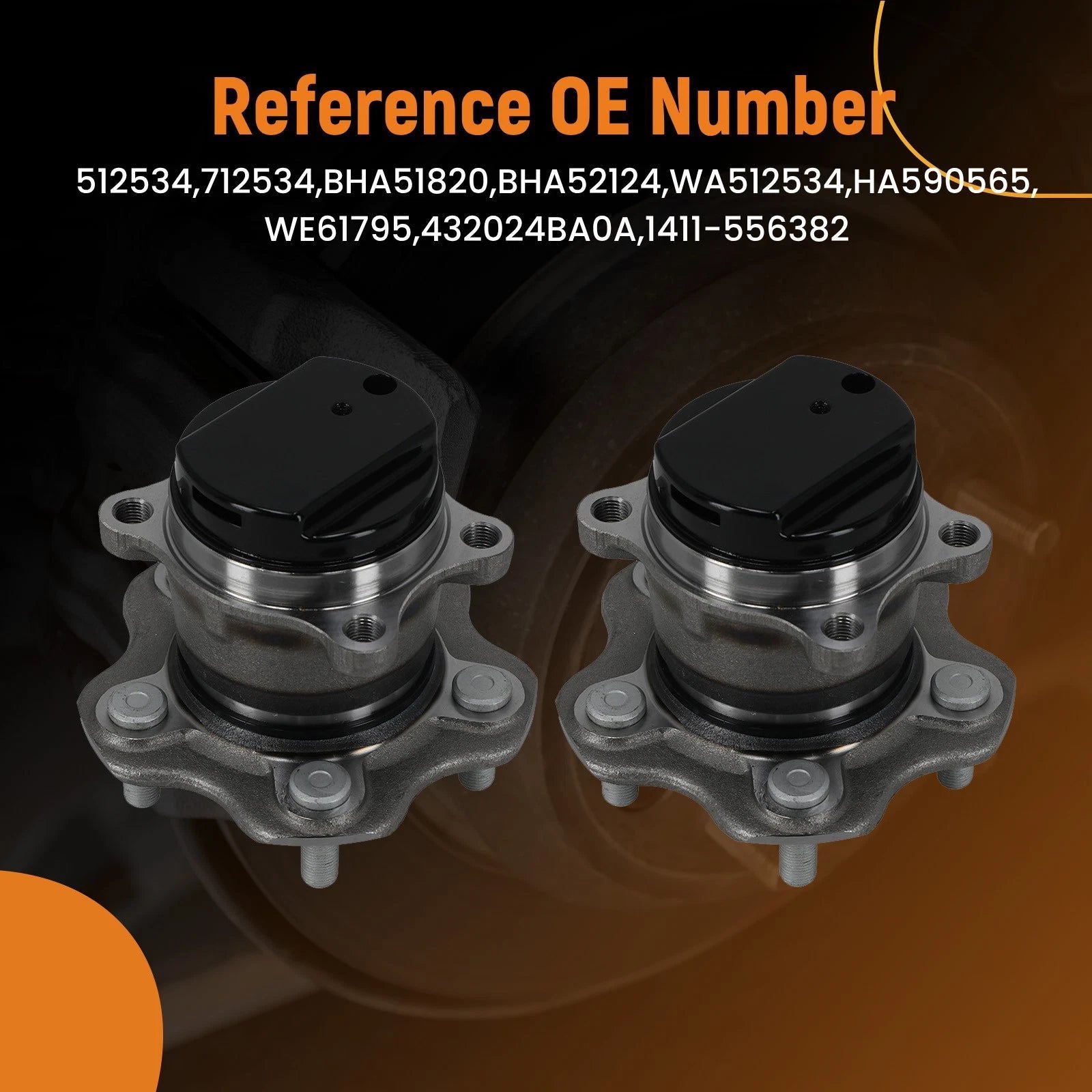 Rear Wheel Hub & Bearing for Nissan Rogue (2014–2019) 512534 4 Bolt 5 Lugs