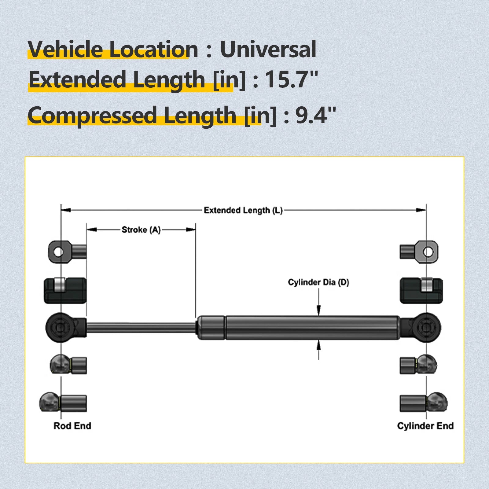 Set of 2 Rear Lift Supports for Universal Vehicles