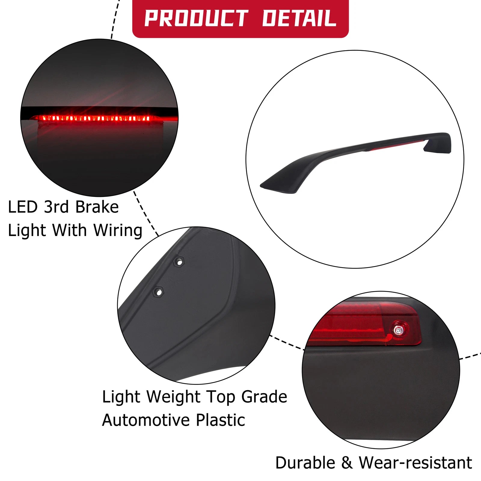 Trunk Spoiler Wing with LED Brake Light for Honda Civic SI (1996-2000)