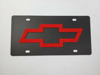 Metal Vanity License Plate Tag with 3D Red Chevy Bowtie for Chevrolet (1950–2026)