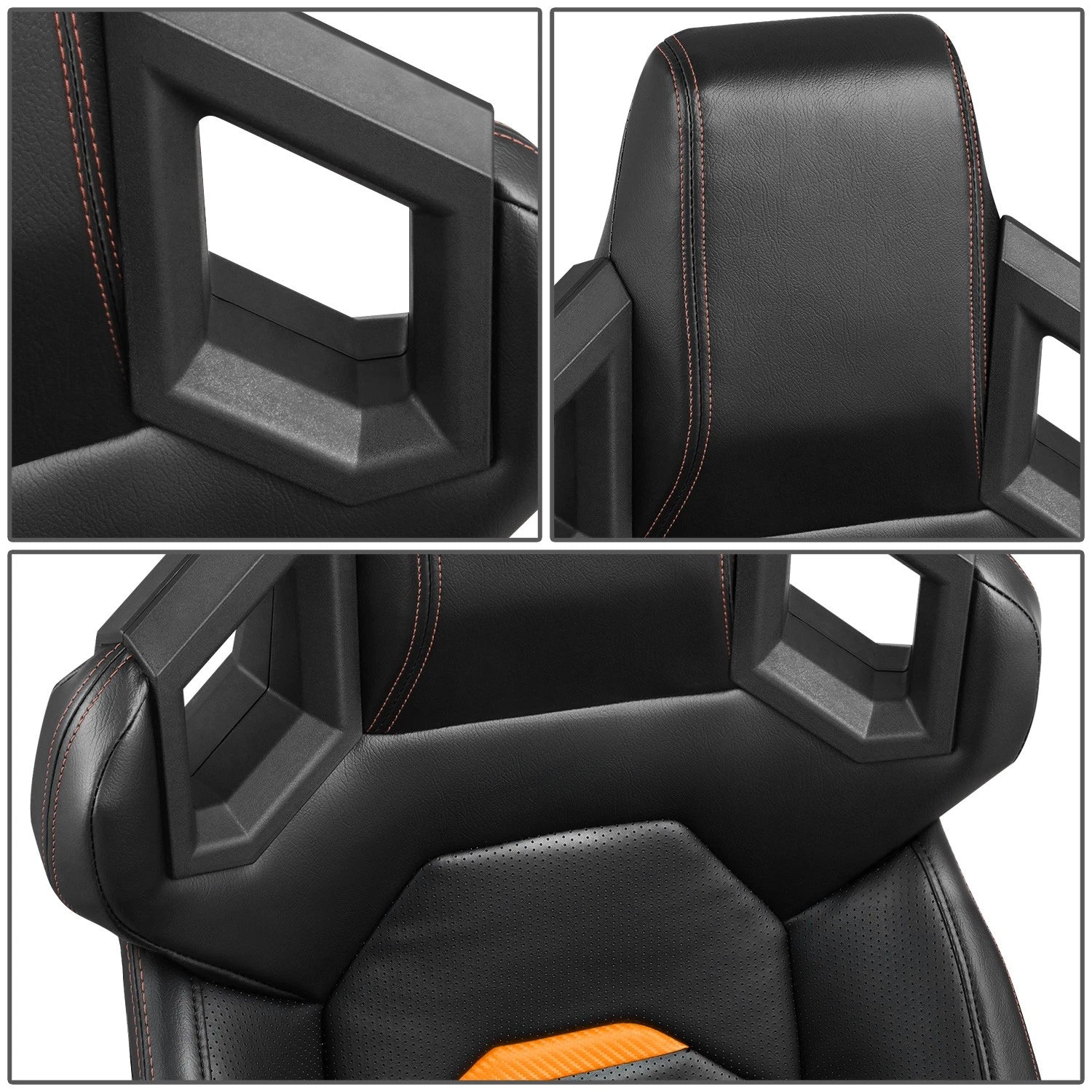 Pair Reclinable Racing Seats for Universal Vehicles with Sliders Orange