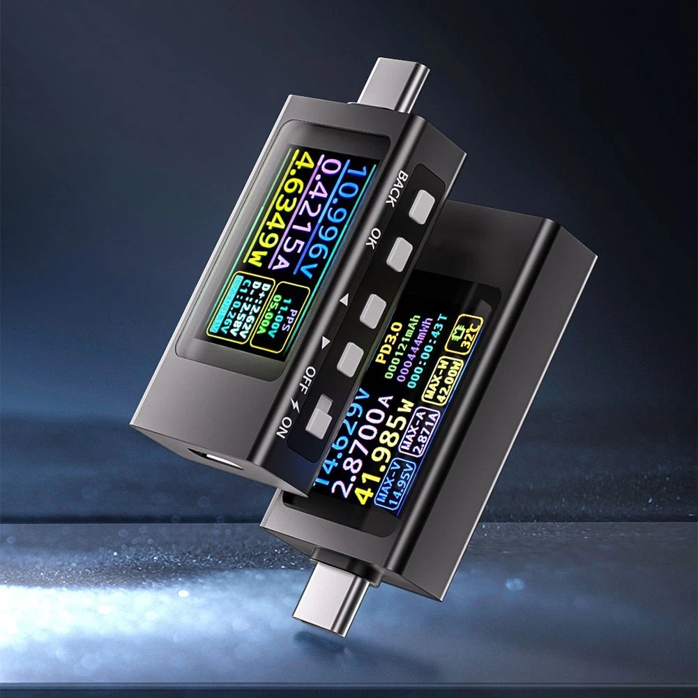 Real-Time USB-C Power Monitor 0-40V 0-12A Metal Case Ripple Measurement
