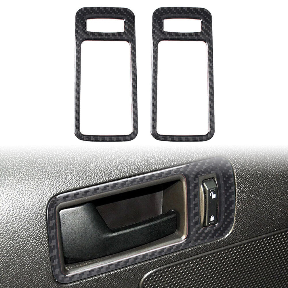 2Pcs Carbon Fiber Interior Door Handle Bowl Trim for Ford Mustang (2009–2013)
