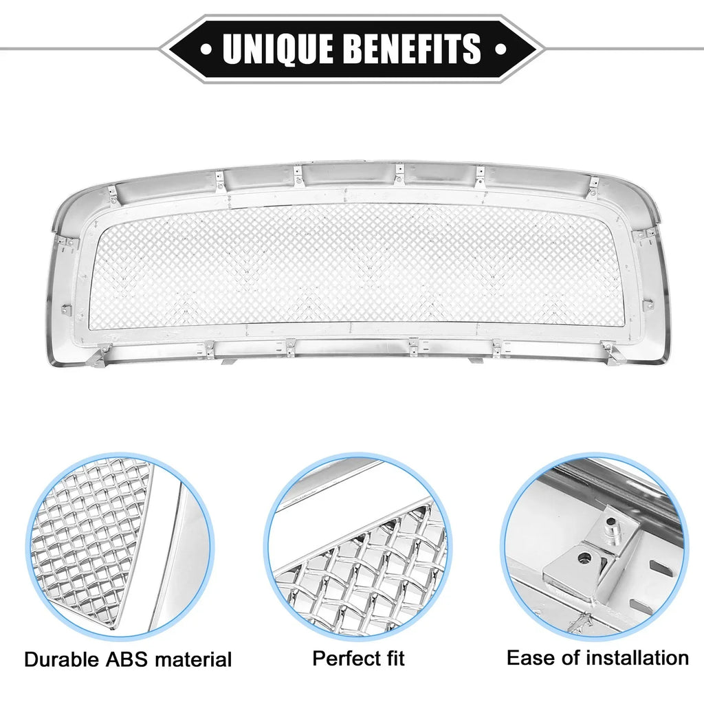 Front Grille Assembly for Dodge Ram 1500 Chrome Silver Tone (2009-2010)