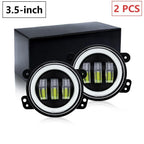 Set of 2 LED Fog Lights 3.5 Inch White Yellow Ring for Offroad Vehicle
