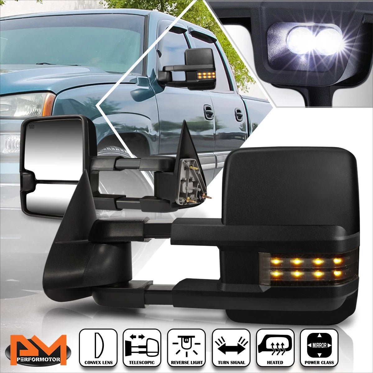 Power Heated Towing Side Mirrors for Silverado/Sierra (2003–2007)