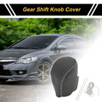 1 Pc Gear Shift Knob Cover for Honda Civic (2016–2021) Black Gray Faux Leather