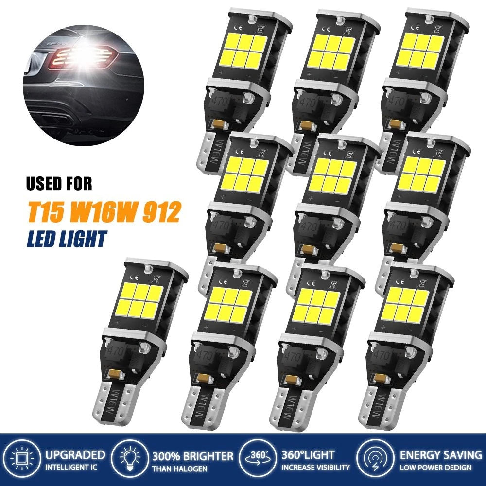 10X W16W Backup Reverse Light LED Bulbs for (912, 921, T15)