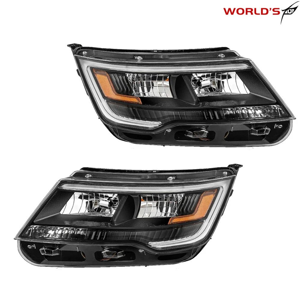 LED DRL Headlights for Ford Explorer Sport (2016–2018) Black Housing