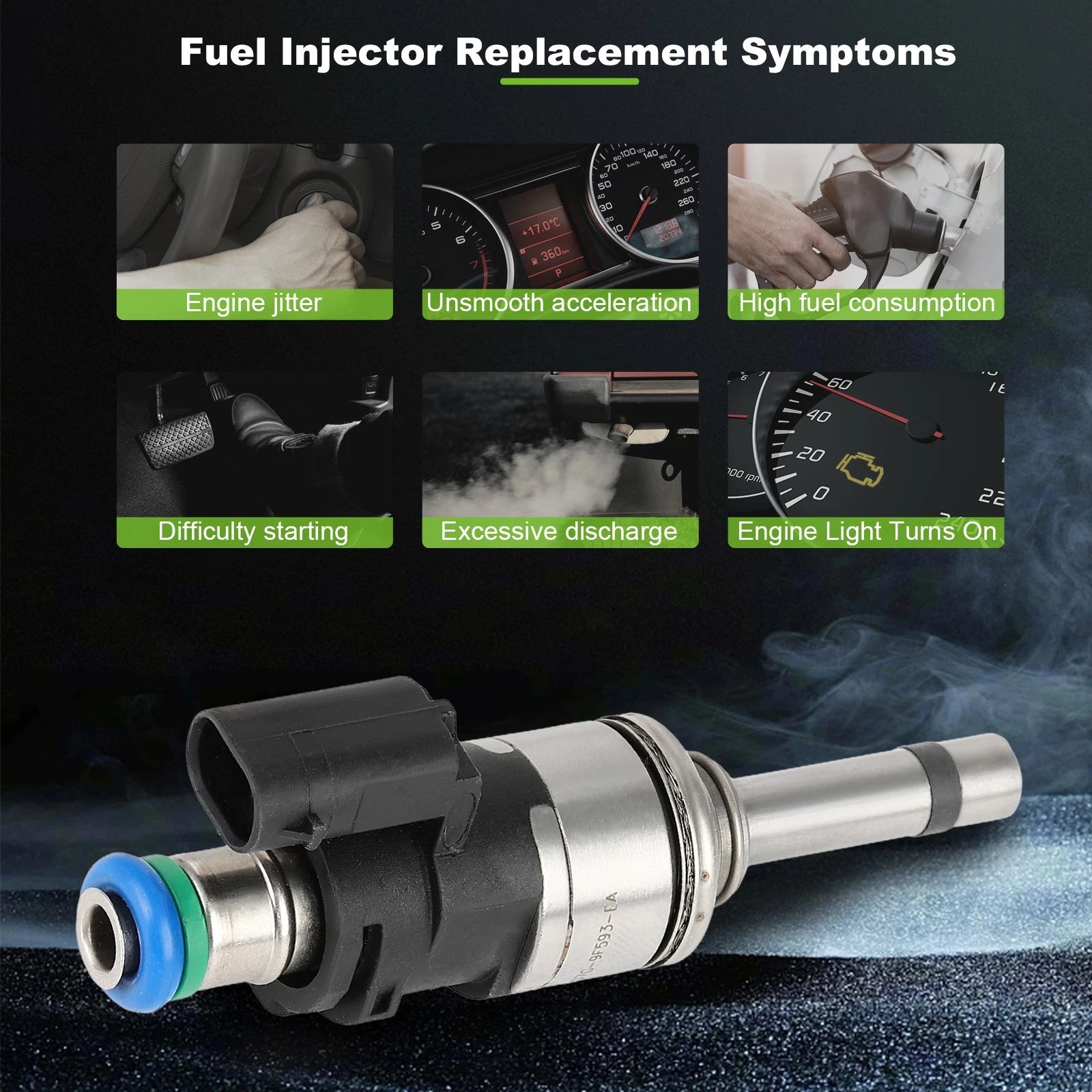 Set of 4 Fuel Injectors for Ford Escape 1.5L (2017–2019) & Fusion 1.5L (2014–2019)
