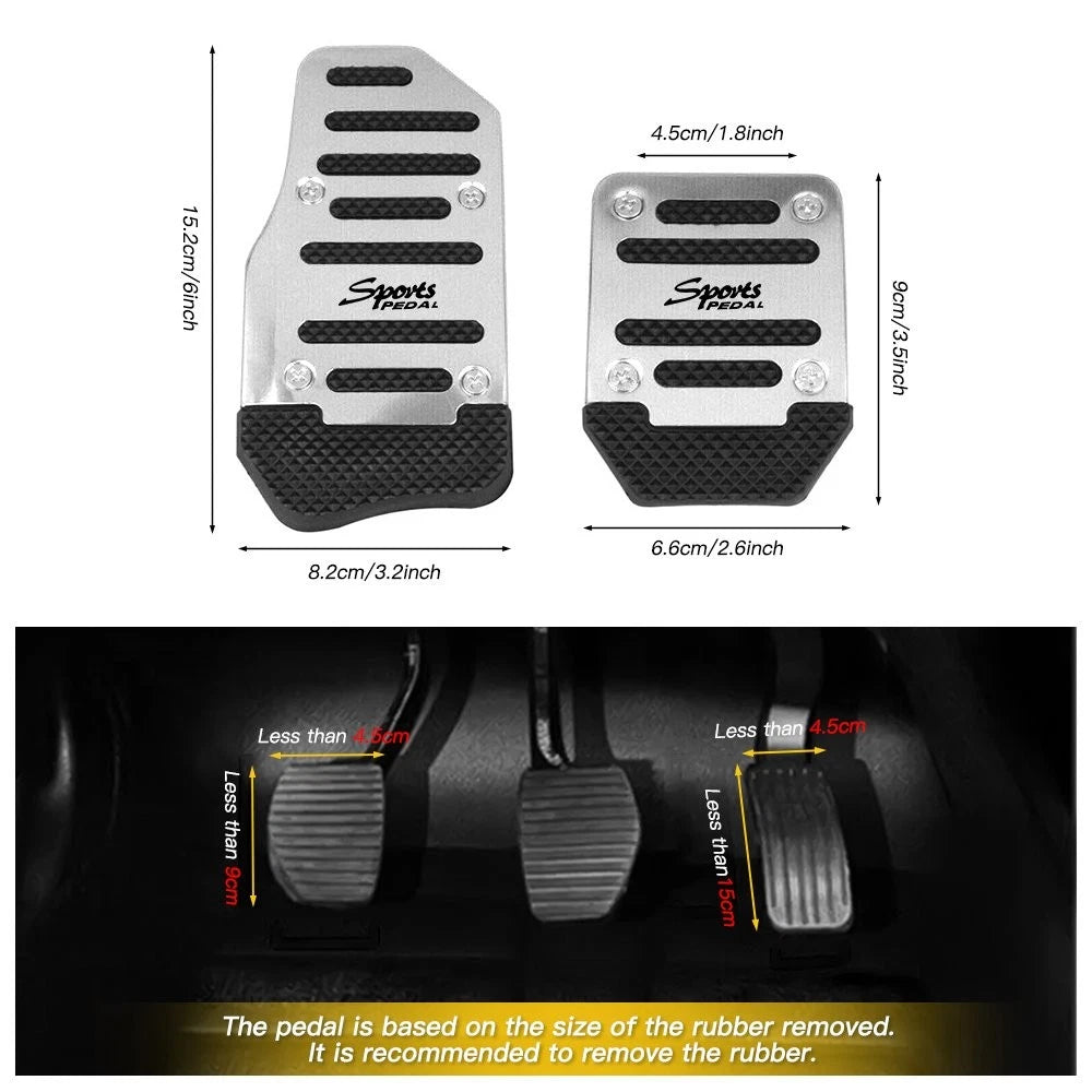 3X Non-Slip Manual Transmission Brake Pedal Pad Covers - Silver EPY