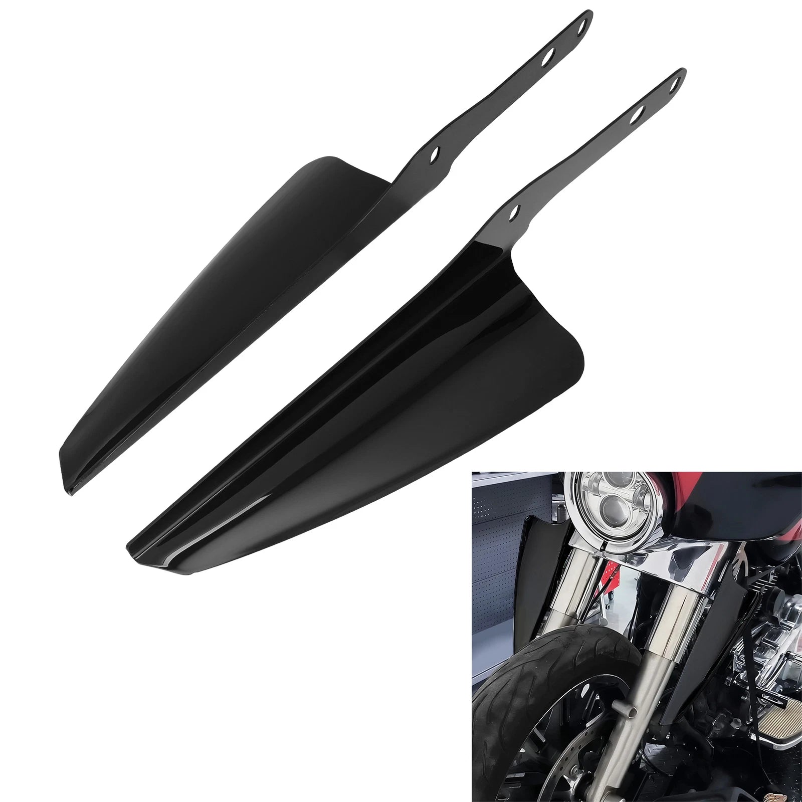 Black Front Fork Mount Wind Deflector for Harley Touring (1995–2023)