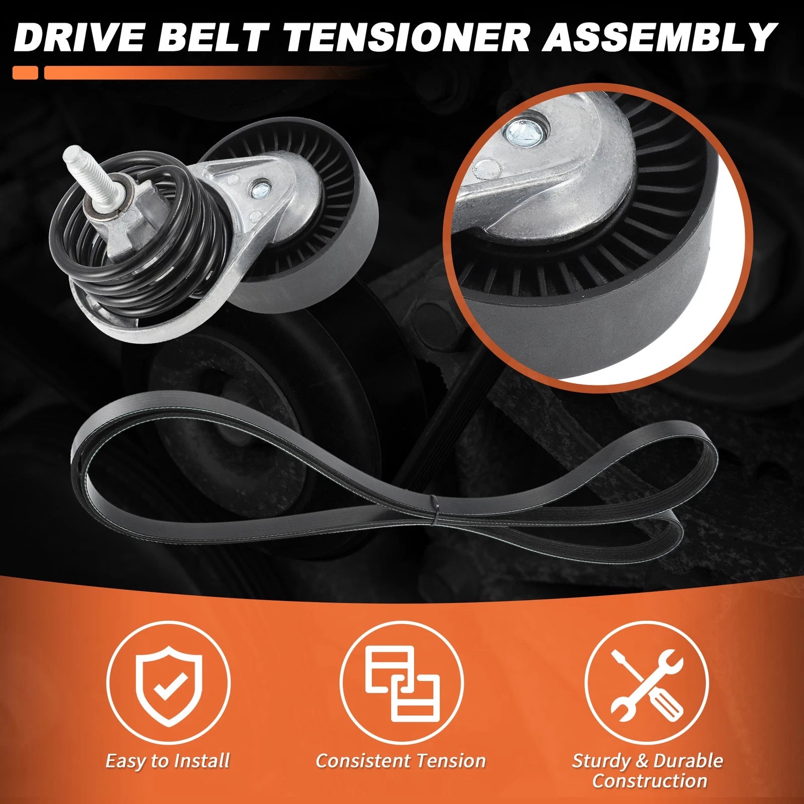 Serpentine Belt Drive Tensioner Kit K060990 for Ford F150 F250 F350 (1993–1996)