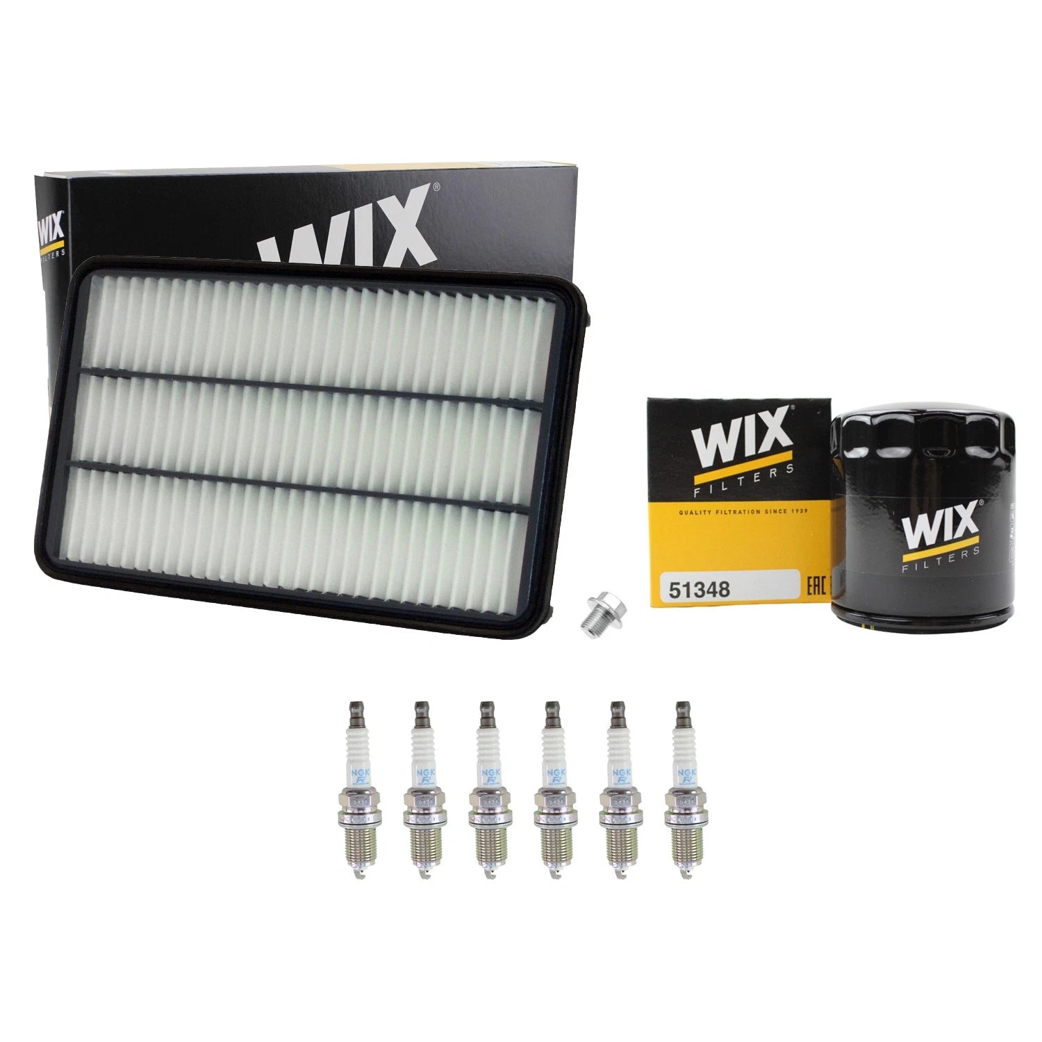 Wix Engine Air Oil Filters & NGK 6 Laser Platinum Spark Plugs Kit for Camry V6 (G)