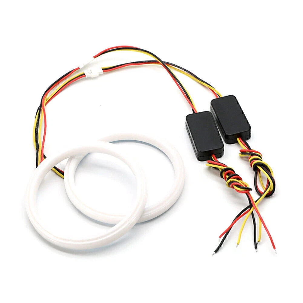 2X 90MM White Amber Switchback LED Angel Eyes for Car Headlight Retrofit
