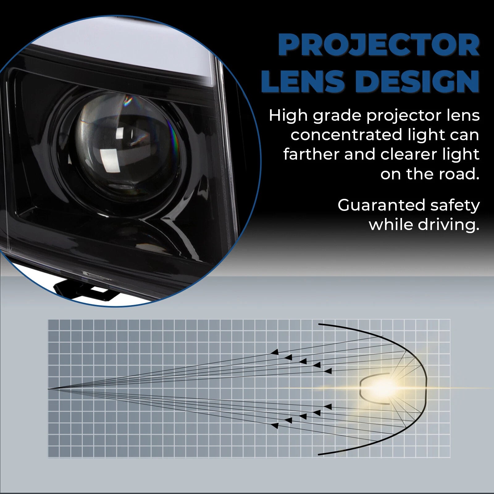 HID Xenon LED DRL Projector Headlights for Cadillac Escalade ESV (2007–2014)