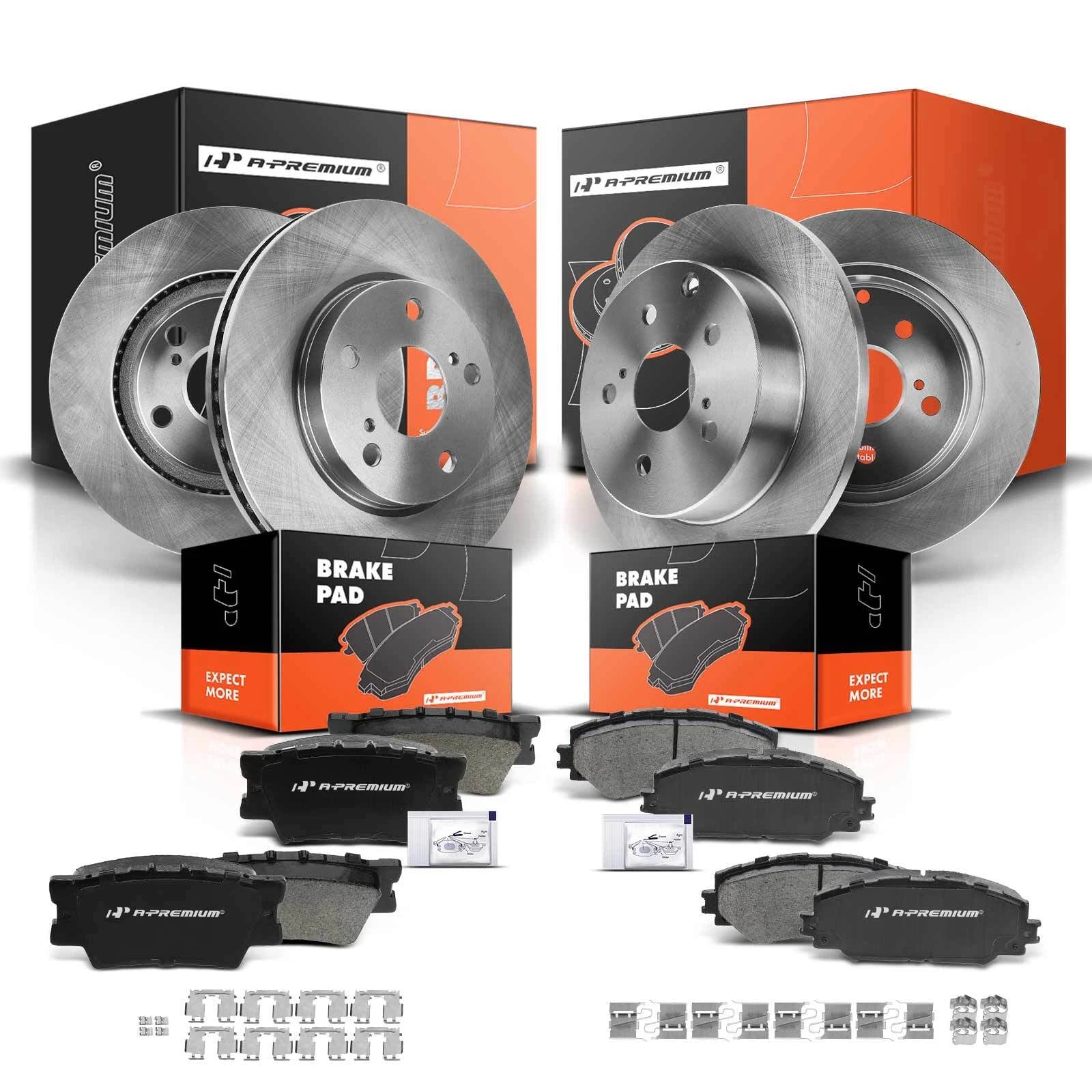 Front & Rear Disc Brake Rotors and Ceramic Pads for Toyota RAV4 (2006â2018)