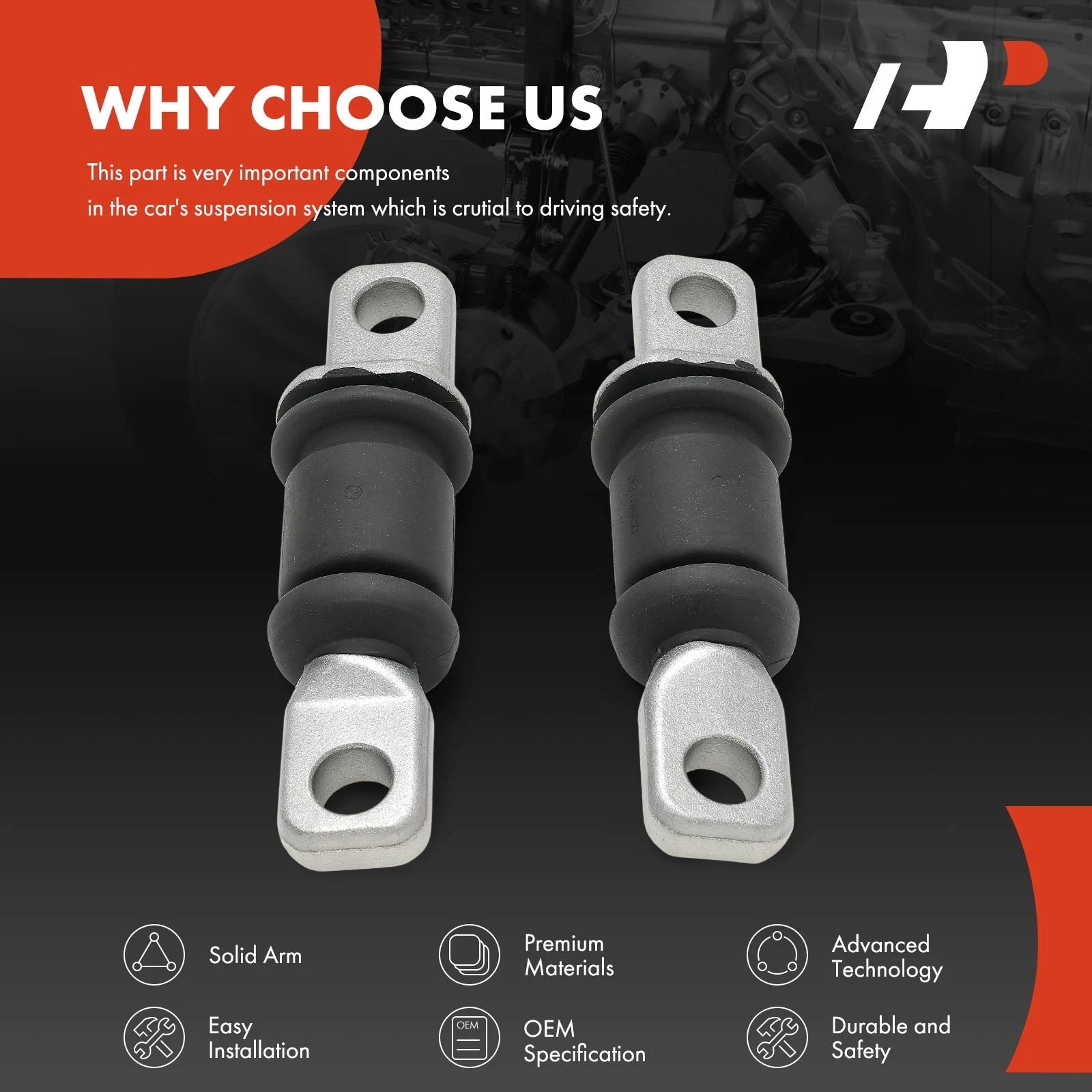 2X Front Lower Inner Bushing for Hyundai Sonata, Kia Optima (1999-2005)