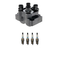 Set of 4 Hitachi Ignition Coils & Denso Iridium Spark Plugs for Mazda 626 (1998–2002)