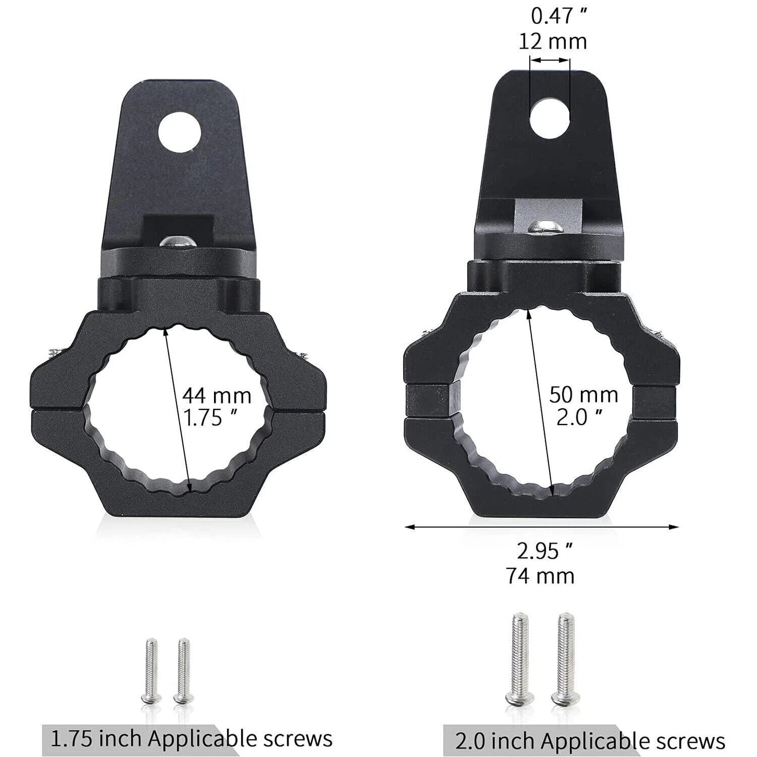 2X Mount Brackets for UTV ATV RZR (LED Whip Light Bar 1.75" to 2" Rollbar)