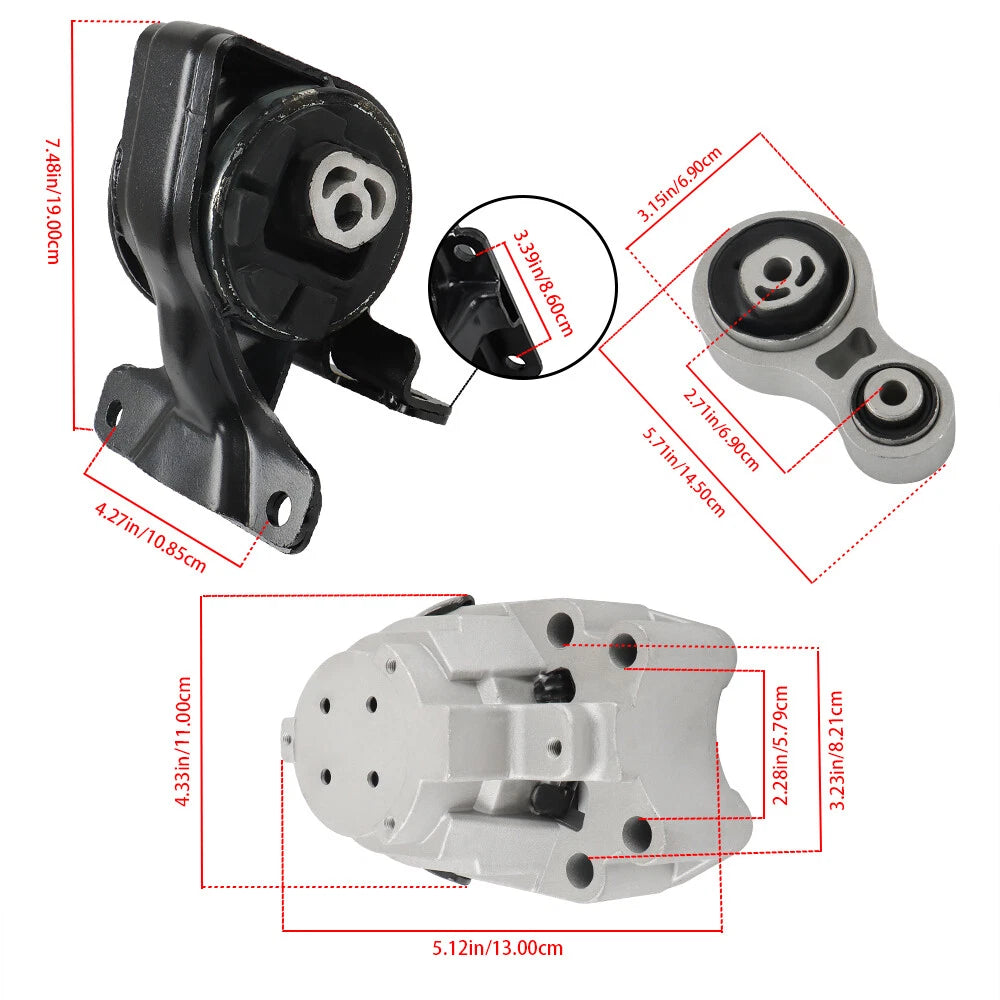 Set of 3 Engine Motor Mounts for Ford Edge Lincoln MKX (2011–2014)