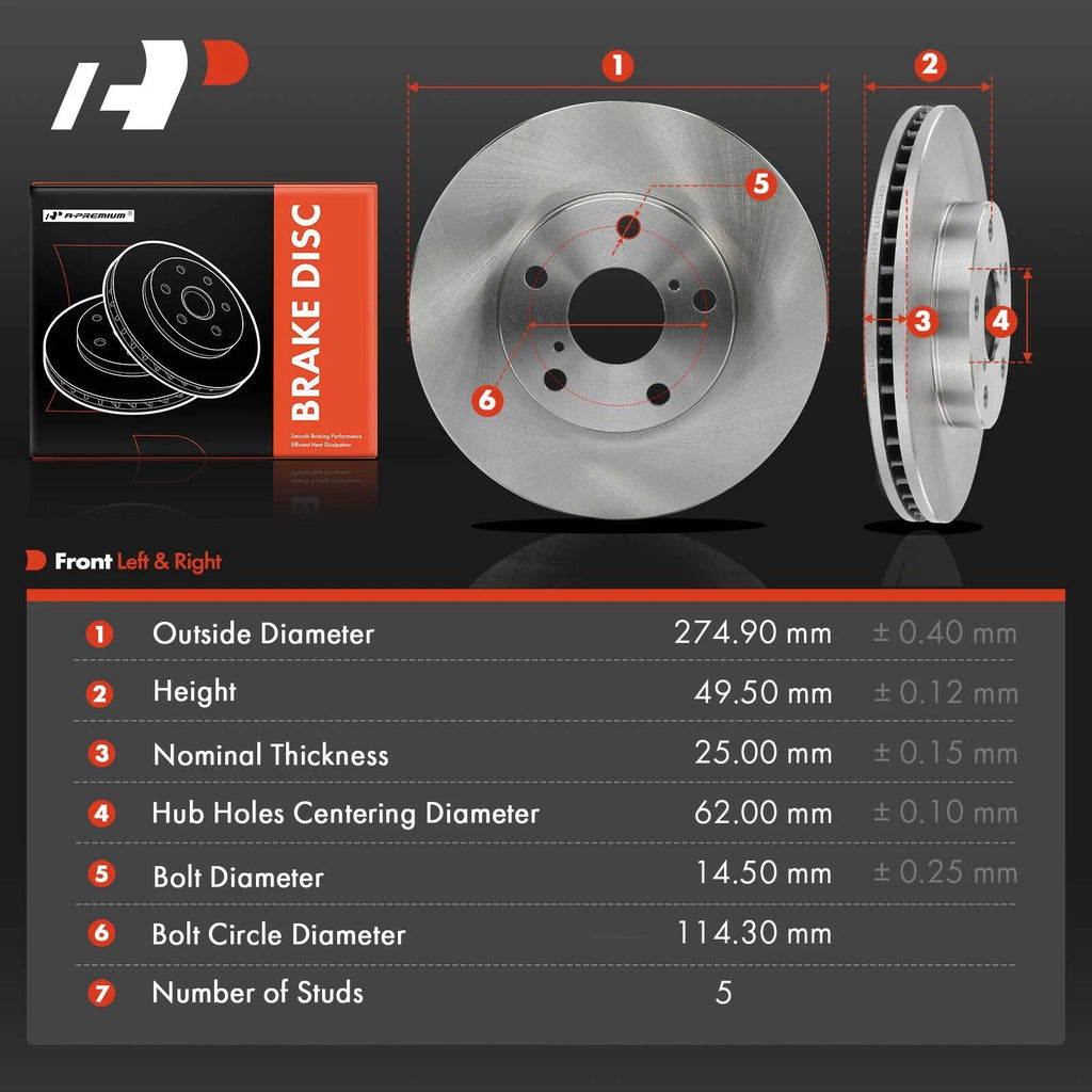 Front Side Disc Brake Rotors for Toyota RAV4 (2001-2004)